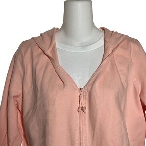 Prospirit Women's Peach Cotton/Spandex Hoodie Full Zip Sweat Jacket, Large